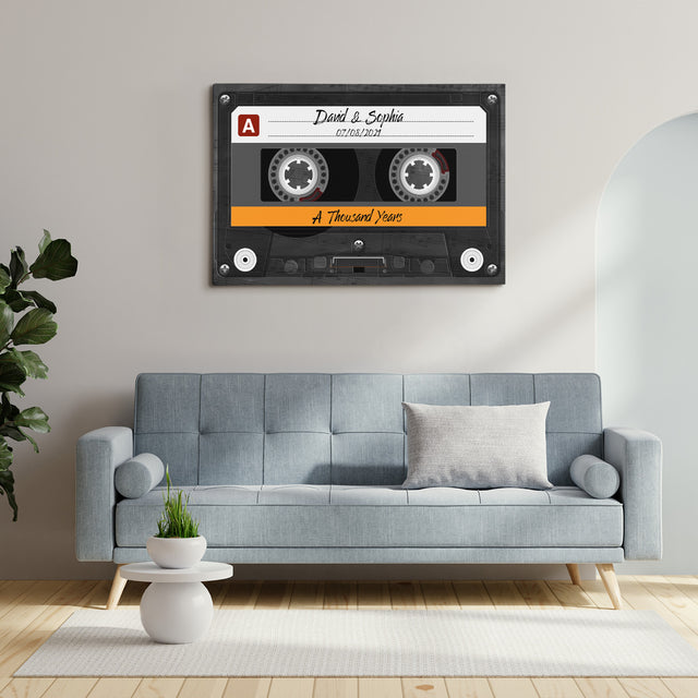 Custom Song Name, Customizable Name And Date Cassette Tape Canvas Wall Art