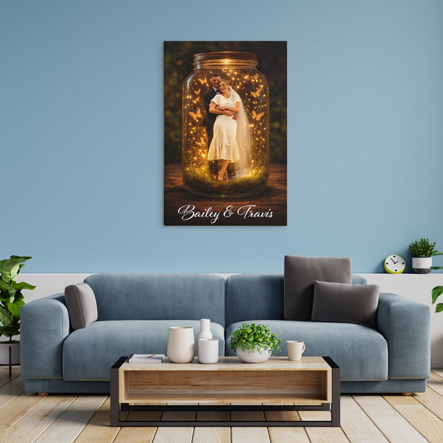 Personalized Couple Canvas Light Jar with Names – Valentine’s Day Gift