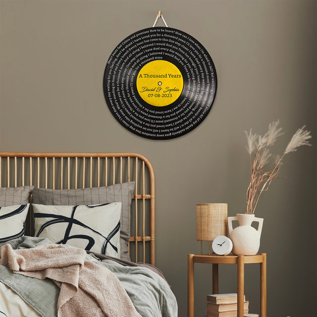 Custom Song Lyrics, Vinyl Record, Custom Song Name And Text Round Wood Sign