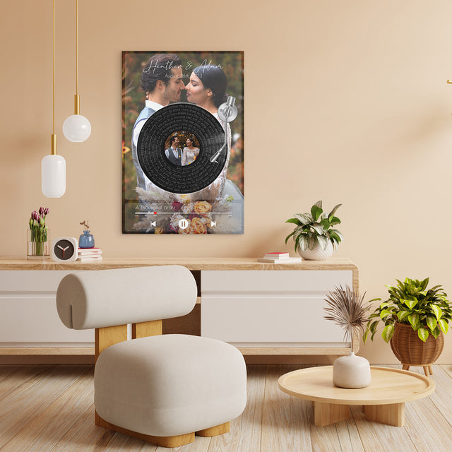 Personalized Vinyl Record Photo Canvas Print, Wedding Gifts Canvas, Music On Wall Art