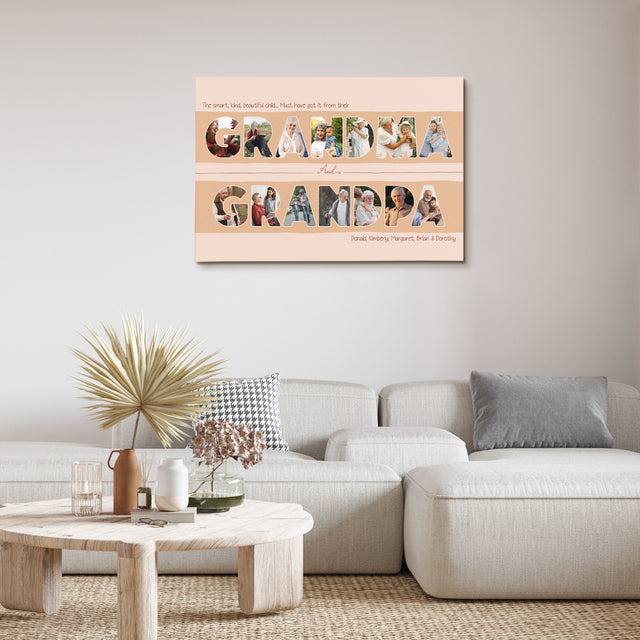 Grandma & Grandpa Photo Collage Canvas Print Custom 14 Pictures