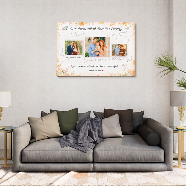 Personalized Family Story Canvas – Custom Photo Mother’s Day Gift