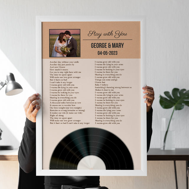 Personalized Favorite Song Lyrics & Photo, Sandy Framed Art Print