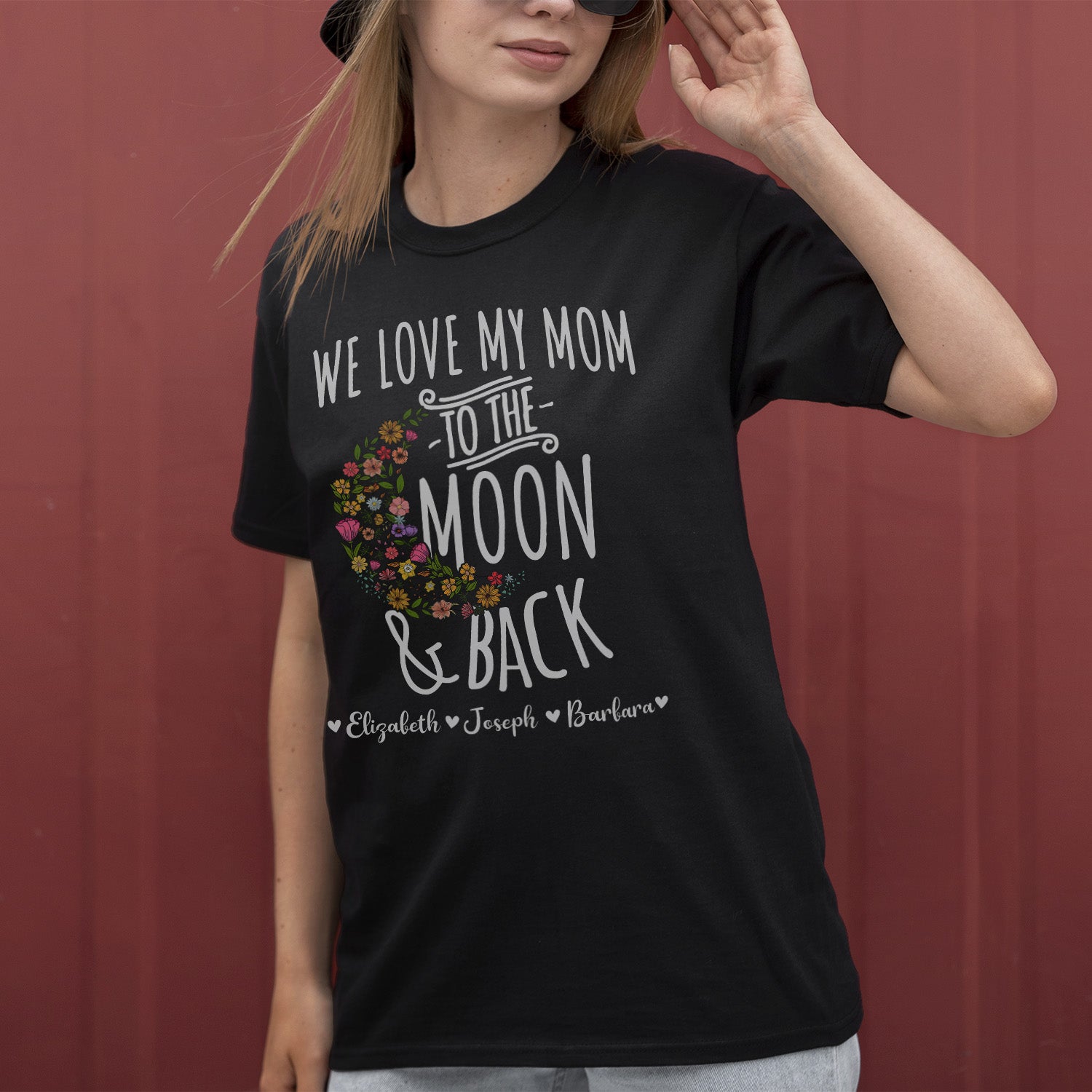 Custom I Love My Mom to the Moon Back Shirt