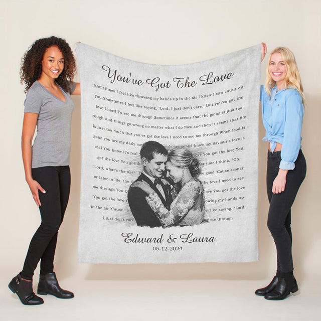 Personalized Wedding Blanket – Custom Photo, Names & Date