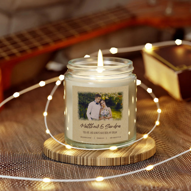 Custom Watercolor Photo Candle – Personalized Romantic Keepsake