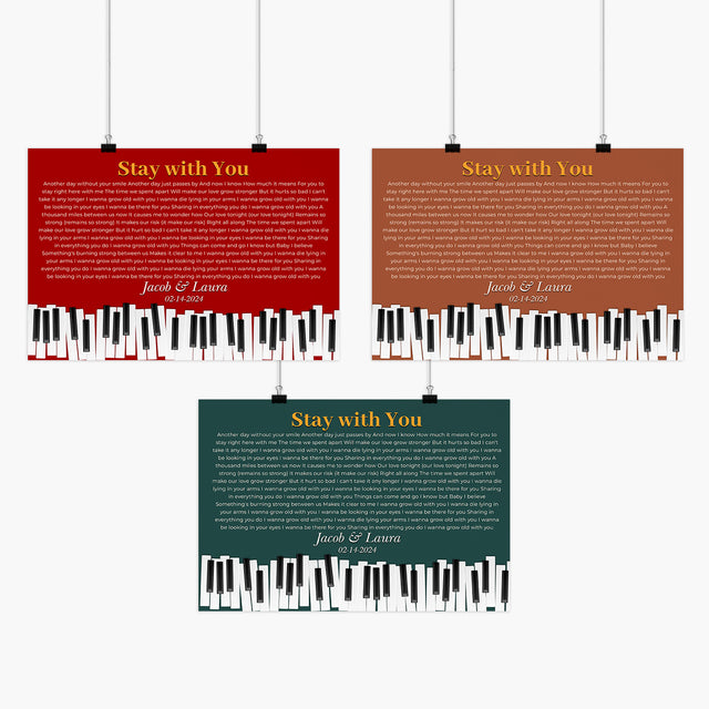 Custom Song Lyrics & Name, Vintage Green Piano Design Framed Art Print
