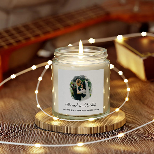 Custom Photo & Name Candle – Personalized Wedding Keepsake