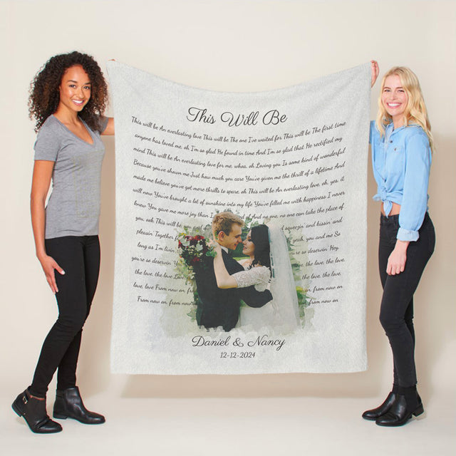 Custom Song Lyrics Blanket –  Couple Photo Portrait