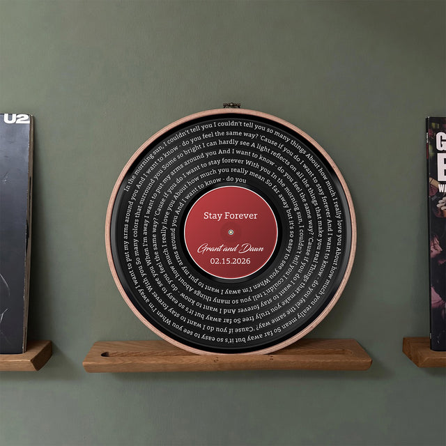 Personalized Song Lyrics Vinyl Record - Framed Round Wall Art - KARL01