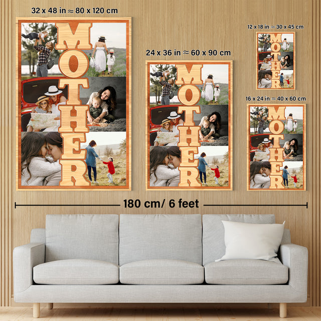 Mother Photo Collage Canvas Print Custom 6 Pictures