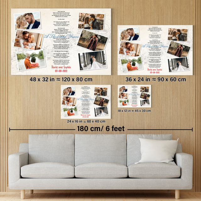 Custom Song Lyrics, Personalized Name And Text, Upload Photo, Canvas Wall Art