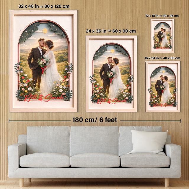 Personalized Couple Canvas Wall Art with Names & Date – Romantic Wedding & Anniversary Gift