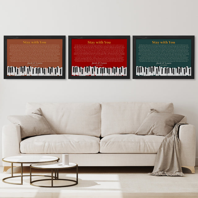 Custom Song Lyrics & Name, Vintage Orange Piano Design Framed Art Print