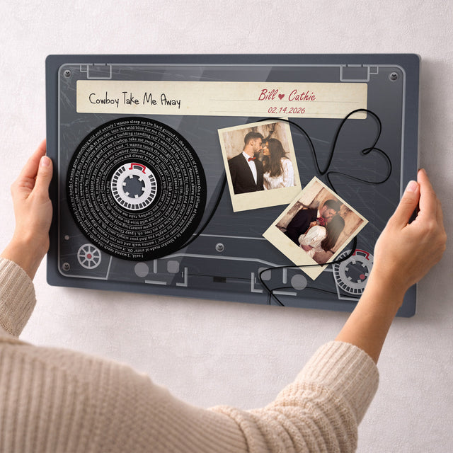Personalized Cassette Photo & Song Lyrics Metal Print