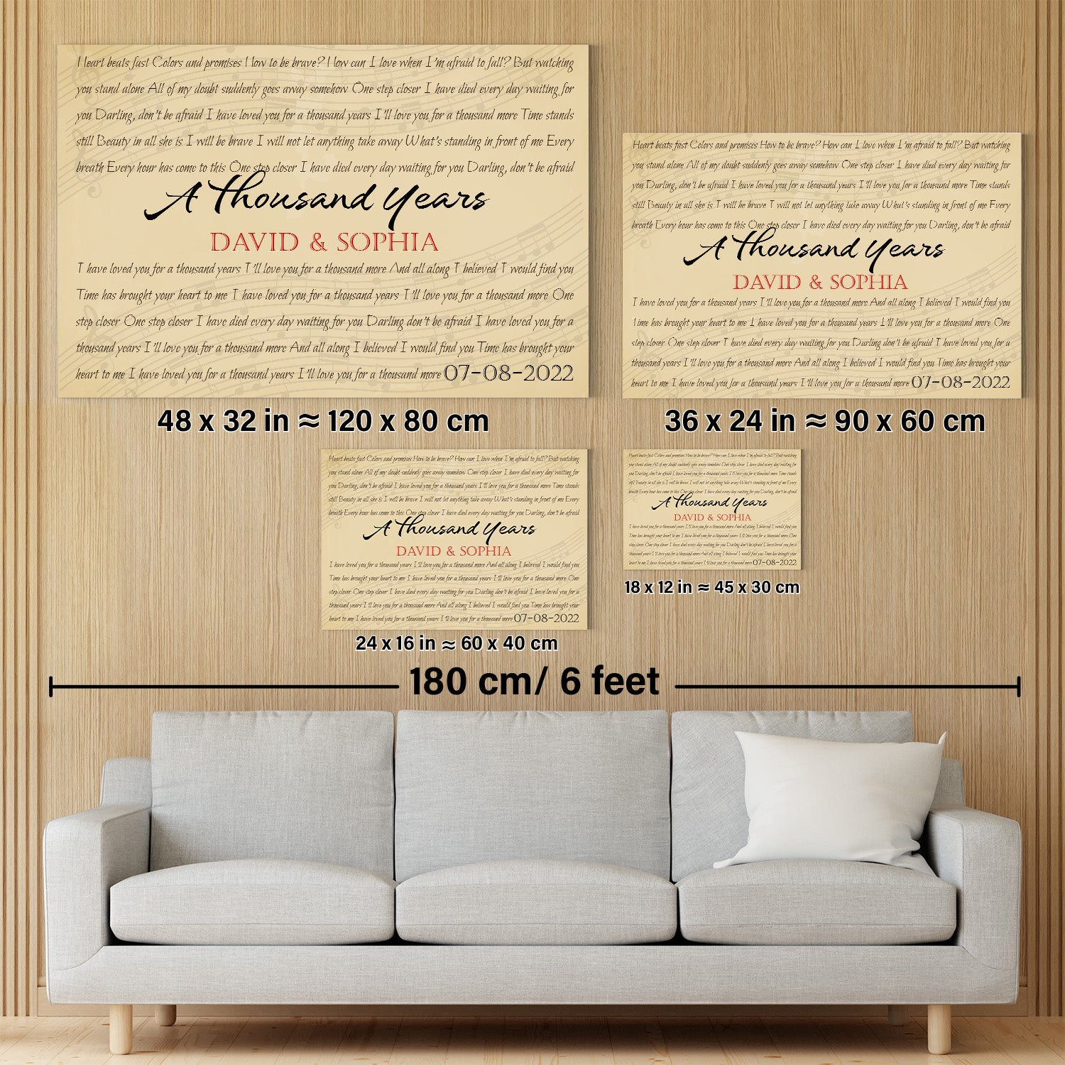 Custom Song Lyrics, Customizable Text Canvas Print