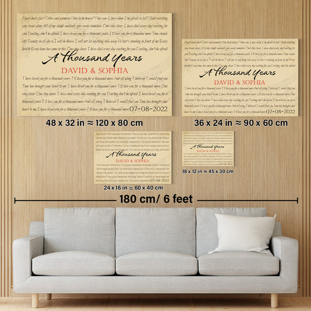 Custom Song Lyrics, Customizable Text Canvas Print