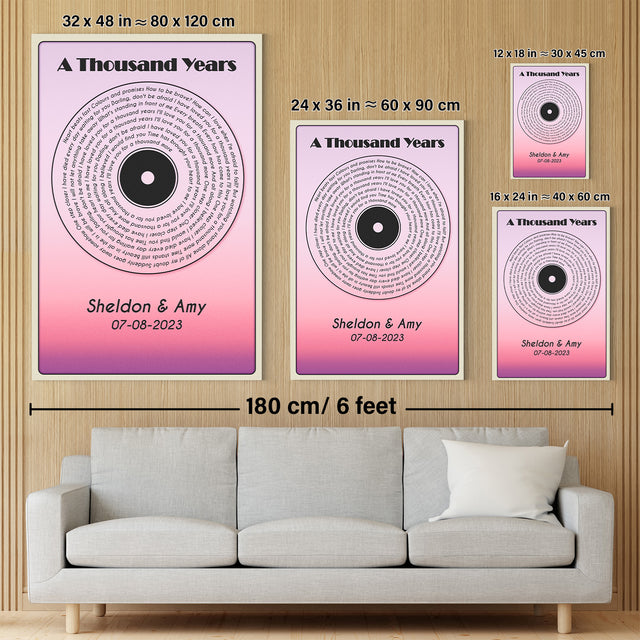 Purple Haze Melody Canvas, Customize Song Lyrics & Name Wall Art