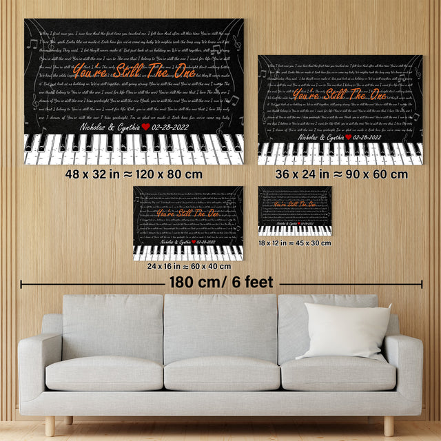 Custom Song Lyrics, Customizable Text, Piano Art, Canvas