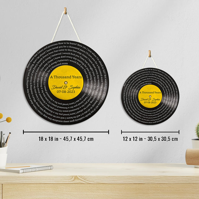 Custom Song Lyrics, Vinyl Record, Custom Song Name And Text Round Wood Sign