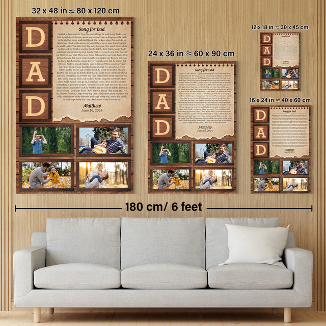 Custom Dad Photo Collage Canvas Wall Art