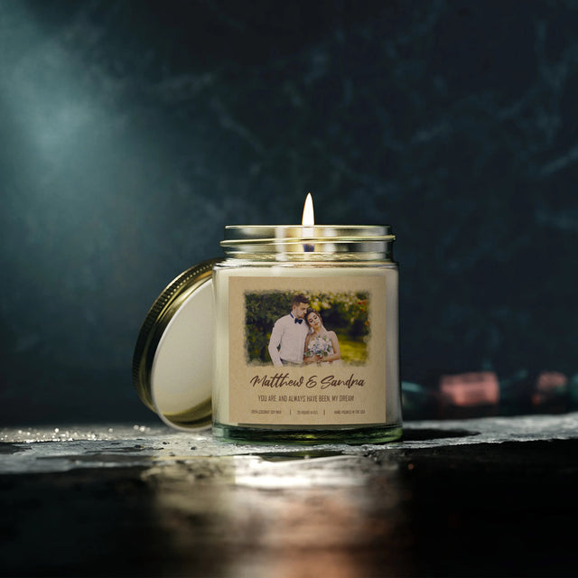 Custom Watercolor Photo Candle – Personalized Romantic Keepsake