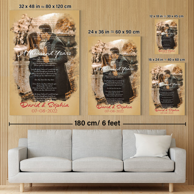 Custom Song Lyrics And Photo, Customizable Text And Song Name Canvas