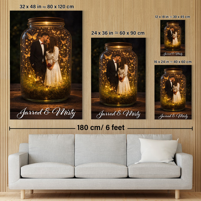 Personalized Couple Canvas Light Jar with Names – Valentine’s Day Gift
