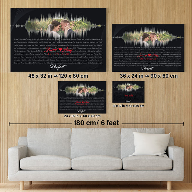 Custom Song Lyrics, Customizable Text And Upload Photo, Sound Wave Art, Canvas Wall Art