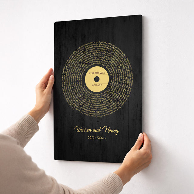 Personalized Gold Vinyl Song Lyrics Metal Print