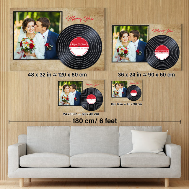 Custom Song Lyrics, Upload Photo, Vinyl Record, Canvas Wall Art