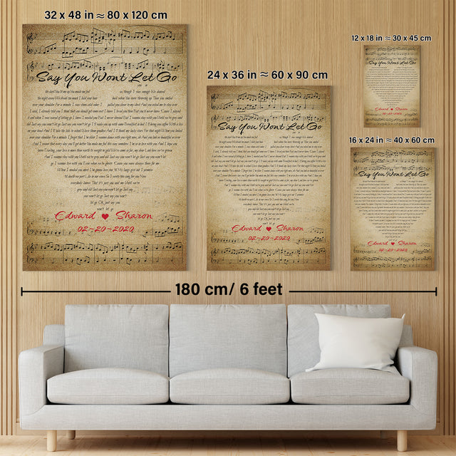 Custom Song Lyrics Sheet Music, Customizable Name And Date Canvas