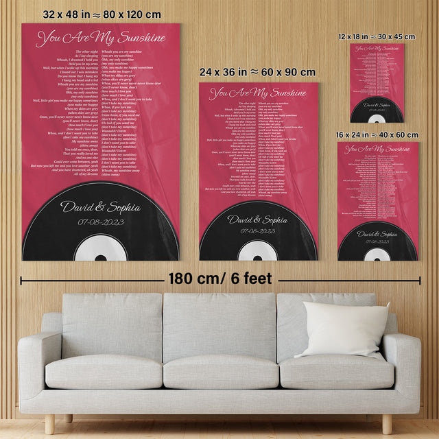 Personalized Maroon Vinyl Record Style Canvas Print