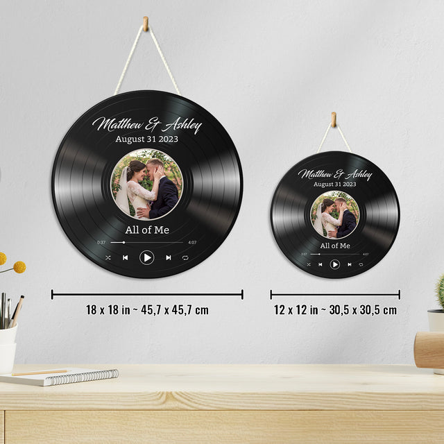 Custom Photo, Customizable Song Name And Text Round Wood Sign