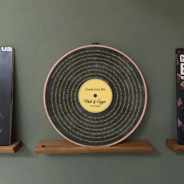 Personalized Song Lyrics Vinyl Record - Framed Round Wall Art - KARL06