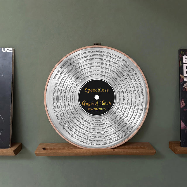 Personalized Song Lyrics Vinyl Record - Framed Round Wall Art - KARL08