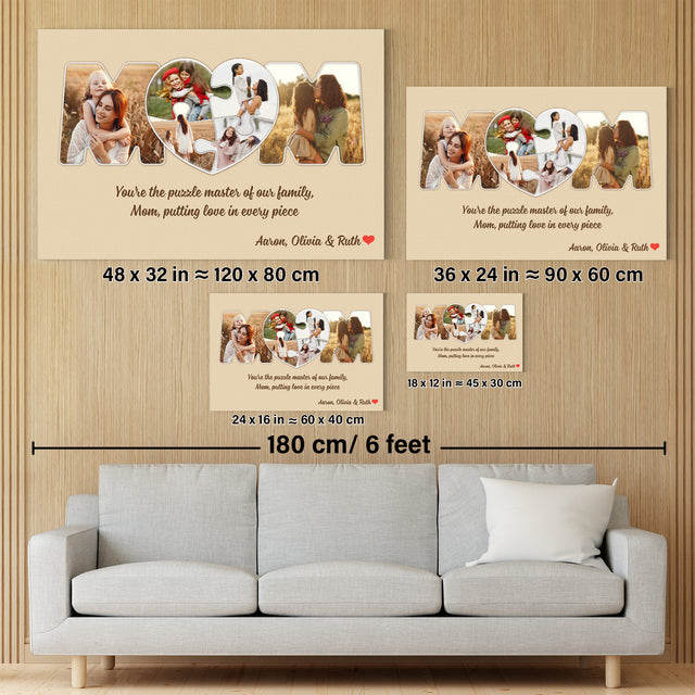 Personalized MOM Puzzle Photo Collage Canvas Wall Art