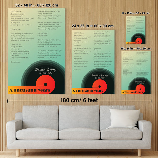 Elegant Gradient Vinyl Record Style Canvas - Personalization Song Lyrics & Name