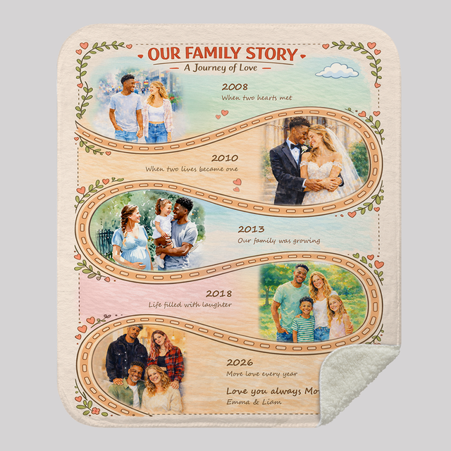 Mother’s Day Gift for Mom, Personalized Family Story Blanket
