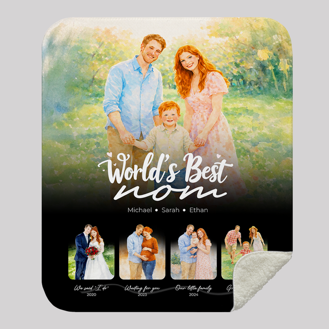 Personalized World’s Best Mom Blanket – Custom Photo Mother’s Day Gift