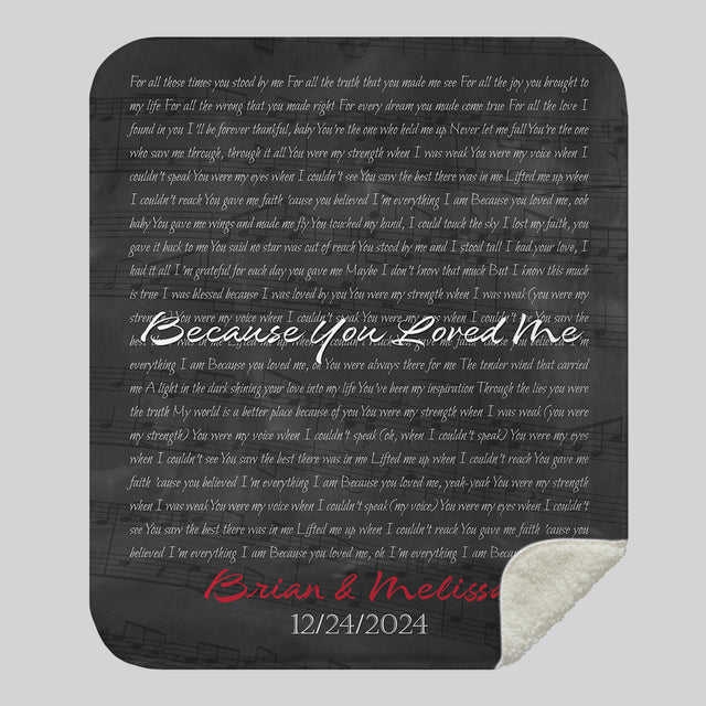 Custom Song Lyrics, Customizable Name And Date Black Background Blanket