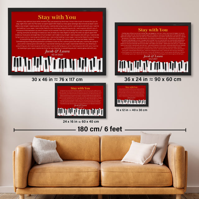 Custom Vintage Maroon Piano Design Framed Art Print