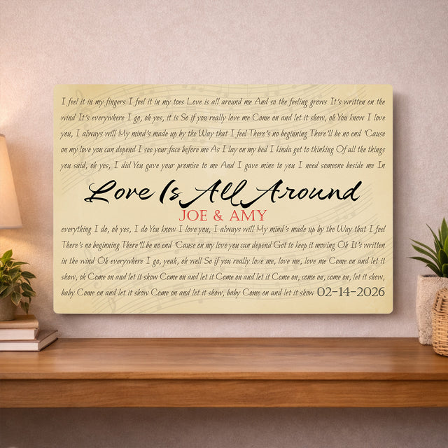 Personalized Song Lyrics & Name Metal Print - Couple Gifts