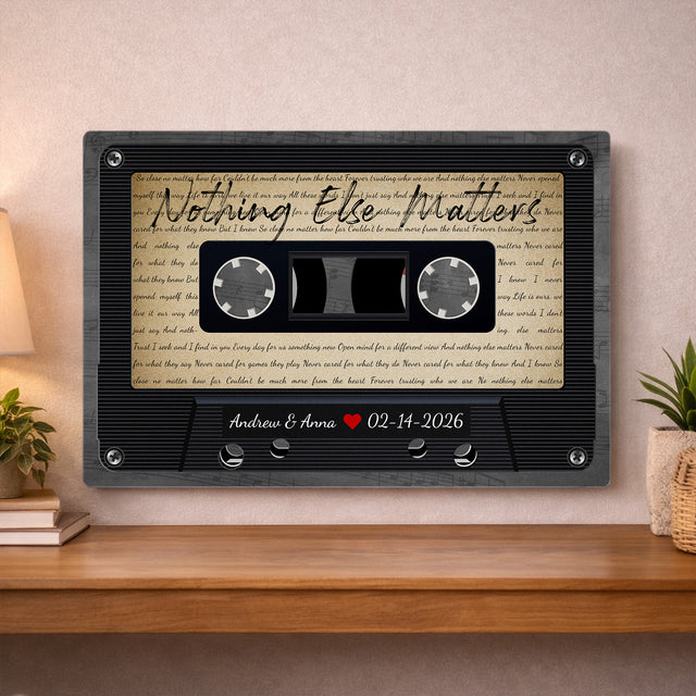Personalized Retro Cassette Song Lyrics Metal Print