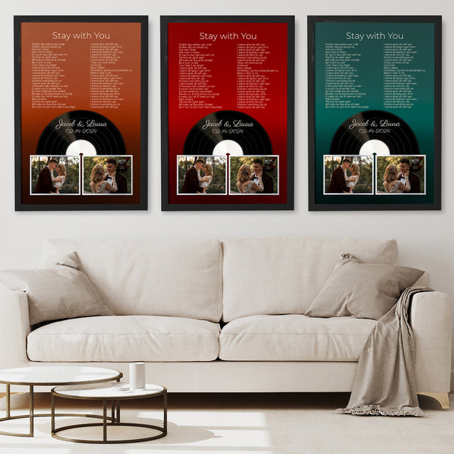 Personalized Retro Maroon Vinyl Record Framed Art Print