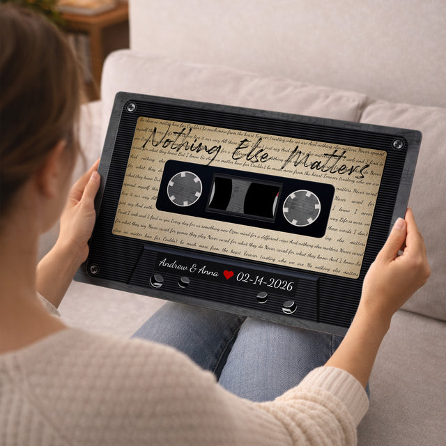Personalized Retro Cassette Song Lyrics Metal Print