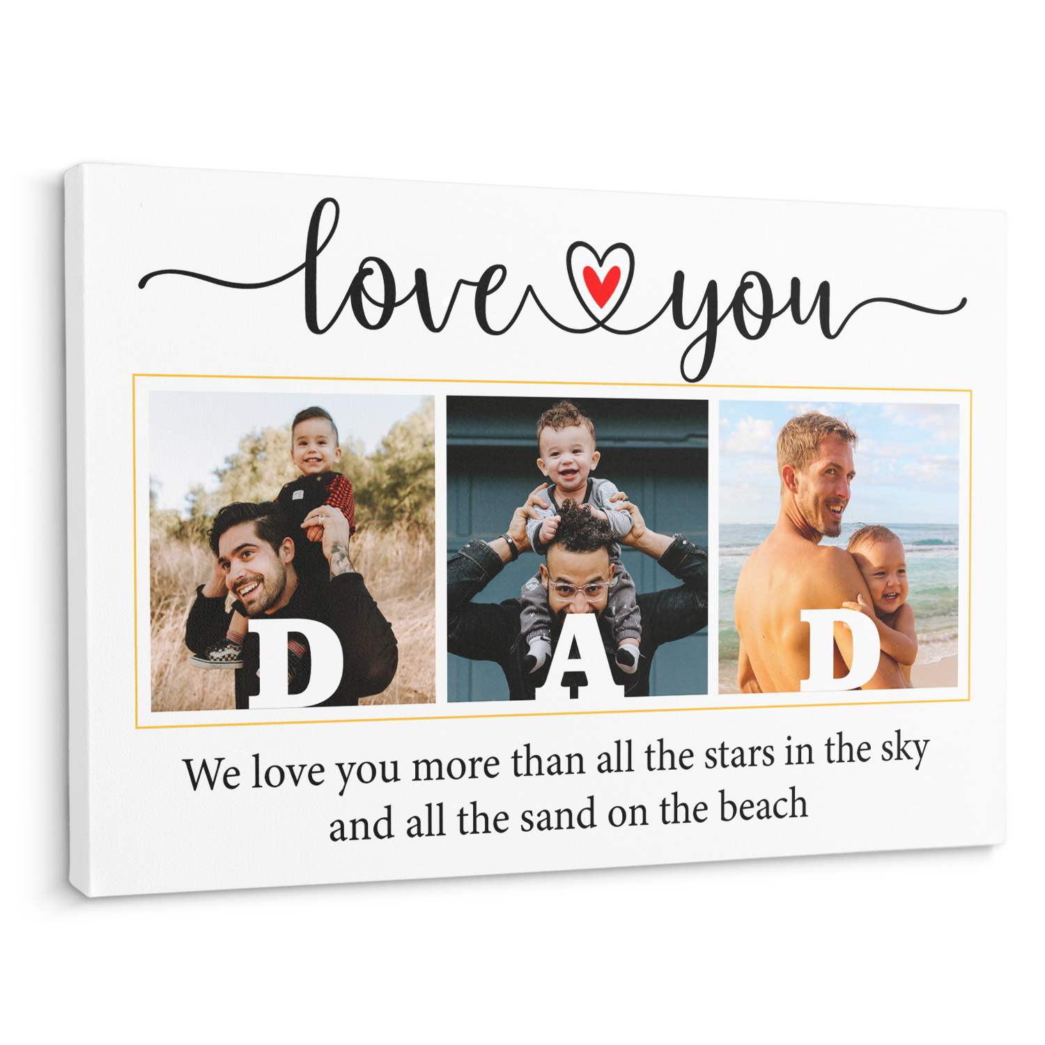 Love You Dad Custom Photo - Customizable White Background Canvas