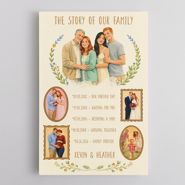 The Story of Our Family Canvas, Mother’s Day Gift for Mom
