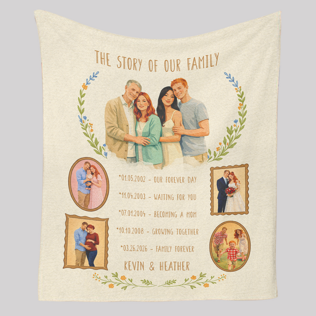 Personalized Mom Timeline Blanket, Mother’s Day Gift