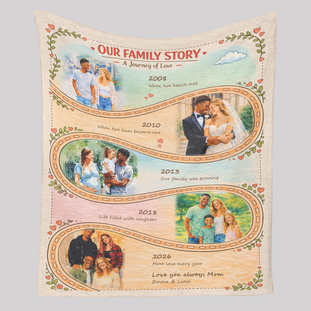 Mother’s Day Gift for Mom, Personalized Family Story Blanket